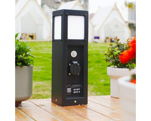 Garden Mini Power Pedestal with Photocell Controlled Lights
