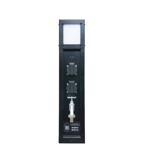 Outdoor Power & Water Pedestal for Gardens – Featuring 2 Outlets, 1 Water Outlet, and Integrated Light, GRCT601212